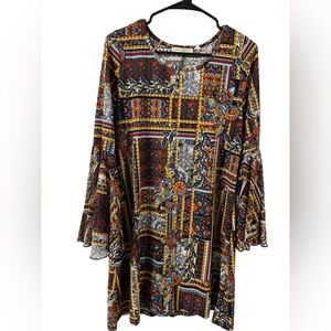 EUC Boho Paisley Print Flutter Sleeve Dress | Medium